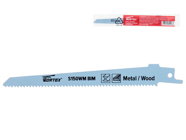 Пилка для сабельной пилы S150WM по дереву/металлу WORTEX 150x19x1.27 10TPI, 1шт