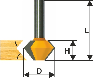 Фреза по дереву кромочная конусная Ø41.3х22.2 30/60° твердосплав ц/хв 12 ЭНКОР бокс, шт