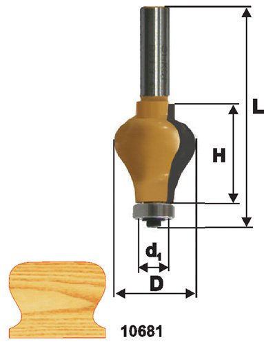Фреза по дереву кромочная фигурная для перил Ø32х38 твердосплав ц/хв 12 ЭНКОР бокс, шт