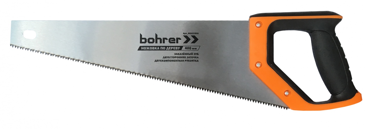 Ножовка по дереву  7TPI 450мм закал/зуб 3D Bohrer сталь 65Mn тефлон