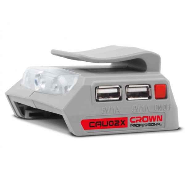 Переходник с USB и фонариком 20V Li USB1,2 (тип A) - 5В (1А) CROWN CAU02X