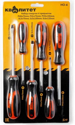 Набор отверток  6пр. двухкомп/ручка Квалитет блистер Набор отверток  6пр. двухкомп/ручка Квалитет блистер
