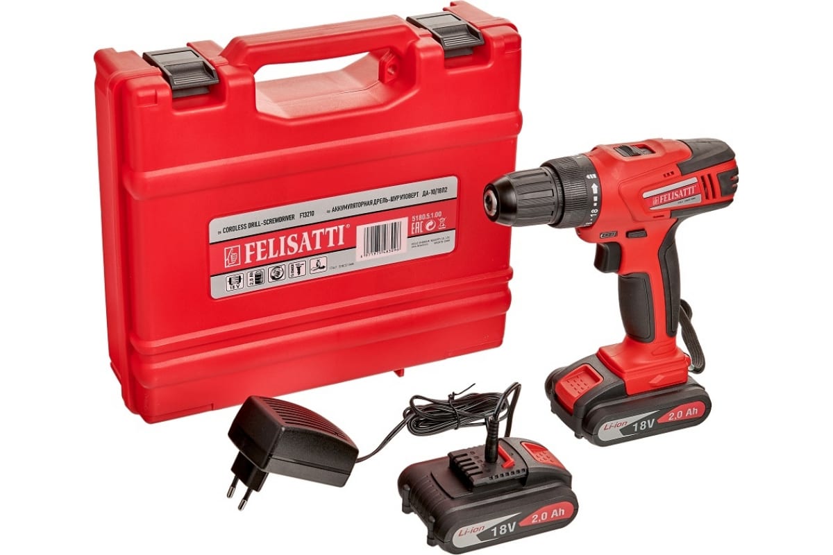 Дрель-шуруповерт аккум 18V Li/2*2,0 Felisatti ДА-10/18Л2 кейс