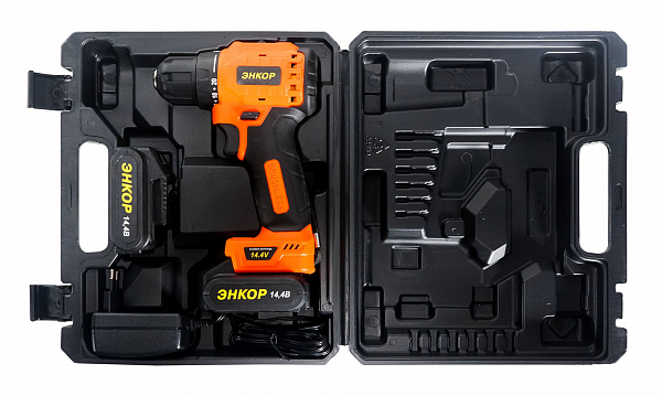 Дрель-шуруповерт аккум бесщеточ. 14,4V Li/2*2,0 ЭНКОР ДША-16Л кейс Дрель-шуруповерт аккум бесщеточ. 14,4V Li/2*2,0 ЭНКОР ДША-16Л кейс