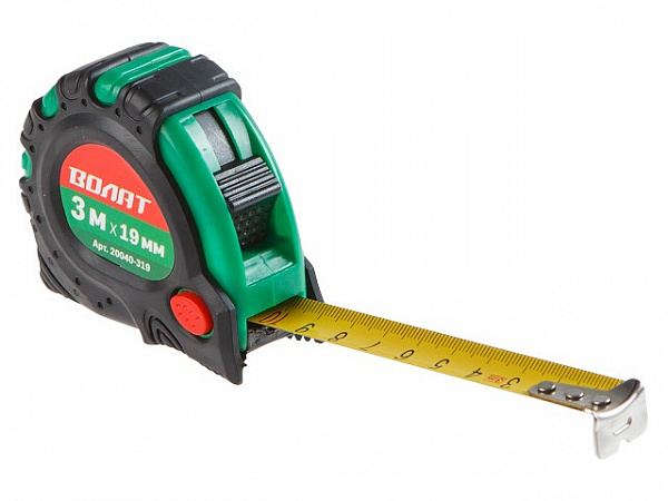 Рулетка строительная  3м ВОЛАТ 19мм ABS-пластик с обрезин. чехлом Рулетка строительная  3м ВОЛАТ 19мм ABS-пластик с обрезин. чехлом