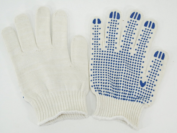 Перчатки х/б 10кл. 4 нитки с ПВХ (Точка), размер 10,5" ЛАФА белые/250 этикетка/пакет Перчатки х/б 10кл. 4 нитки с ПВХ (Точка), размер 10,5" ЛАФА белые/250 этикетка/пакет