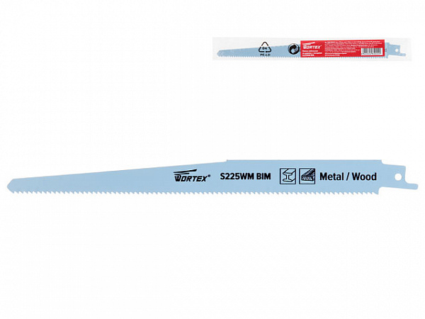 Пилка для сабельной пилы S225WM по дереву/металлу WORTEX 225x19x1.27 10TPI, 1шт Пилка для сабельной пилы S225WM по дереву/металлу WORTEX 225x19x1.27 10TPI, 1шт